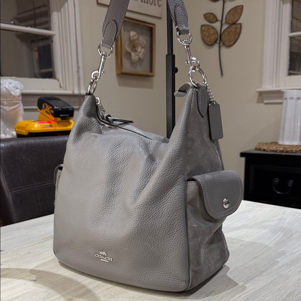 Coach Penelope Pebble Gray Leather and Suede Shoulder Bag-NWOT